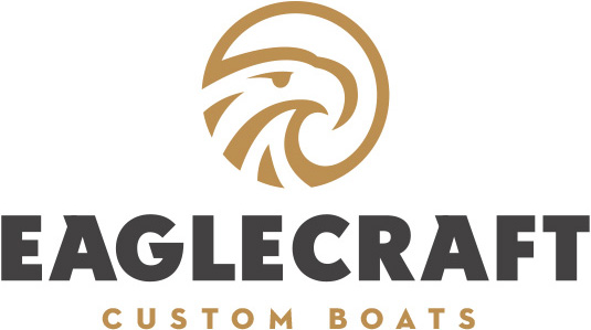 EagleCraft Custom Boats logo in black with yellow symbol of eagle above
