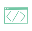 Light Green icon of browser window with HTML tag symbol